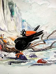 Bild - Mimi und Krax am Fuße der Kreidefelsen