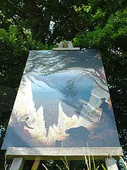 Bild - aussen-gelaende-staffelei-mit-gemaelde-von-caspar-david-friedrich.jpg